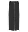 Ganni Zip-up Crepe Midi Skirt In Black