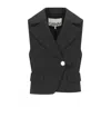 Ganni Tailored Black Gilet With Sharp Collar In Gray