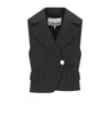 Ganni Tailored Black Gilet With Sharp Collar In Black