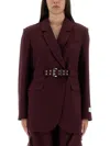Ganni Future Twill Suiting Blazer In Red