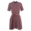 Ganni Crepe De Chine Striped Mini Dress In Red Silk In Red