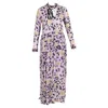 Ganni Crepe Georgette Carlton Maxi Dress In Purple Viscose In Purple