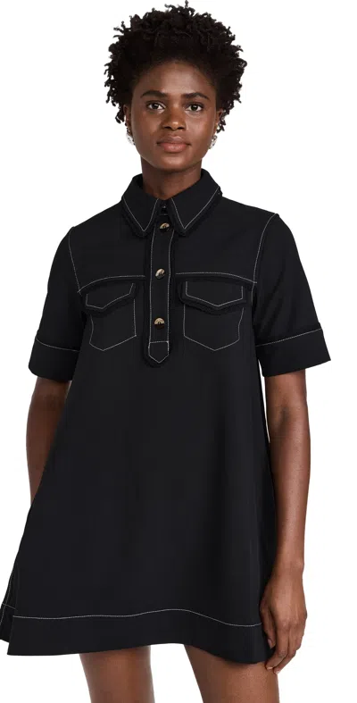 Ganni Crepe Sable Mini Dress In Black
