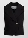 Ganni Crepe Vest With Flap Pockets And Lapels