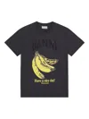 Ganni Crew-neck Cotton T-shirt With Banana Print In Black