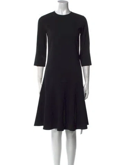 Pre-owned Ganni Crew Neck Knee-length Dress In Black