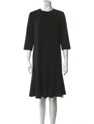 Pre-owned Ganni Crew Neck Knee-length Dress In Black