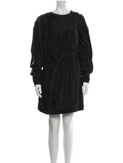 Pre-owned Ganni Crew Neck Long Dress In Blue