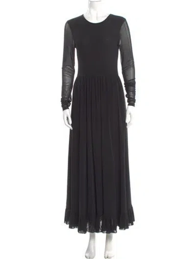 Pre-owned Ganni Crew Neck Long Dress In Gray