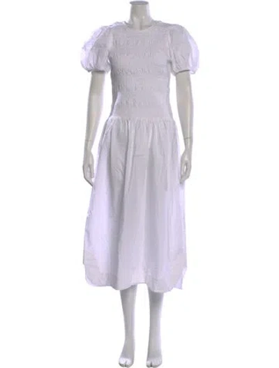 Pre-owned Ganni Crew Neck Long Dress W/ Tags In Gray
