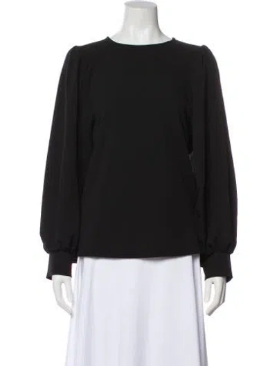 Pre-owned Ganni Crew Neck Long Sleeve Blouse In Black