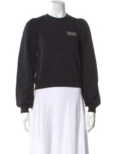 Pre-owned Ganni Crew Neck Long Sleeve Sweatshirt In Black