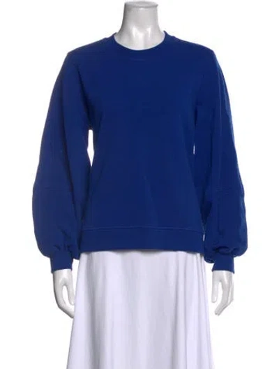 Pre-owned Ganni Crew Neck Long Sleeve Sweatshirt In Blue