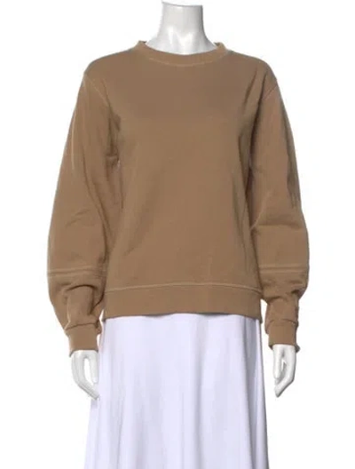 Pre-owned Ganni Crew Neck Long Sleeve Sweatshirt In Brown