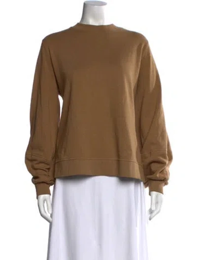 Pre-owned Ganni Crew Neck Long Sleeve Sweatshirt In Brown