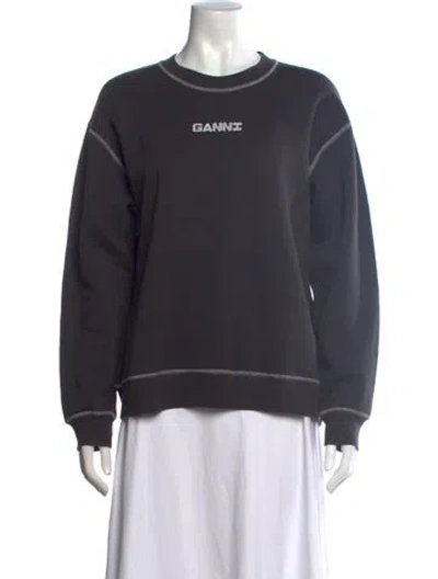 Pre-owned Ganni Crew Neck Long Sleeve Sweatshirt In Gray