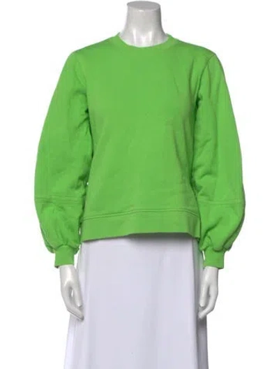 Pre-owned Ganni Crew Neck Long Sleeve Sweatshirt In Green