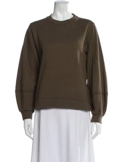 Pre-owned Ganni Crew Neck Long Sleeve Sweatshirt In Green