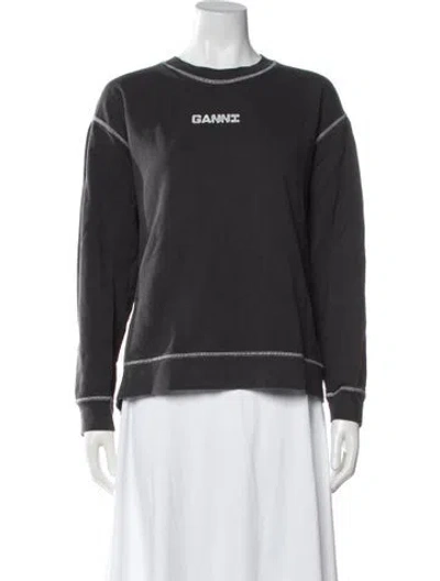 Pre-owned Ganni Crew Neck Long Sleeve Sweatshirt In Grey