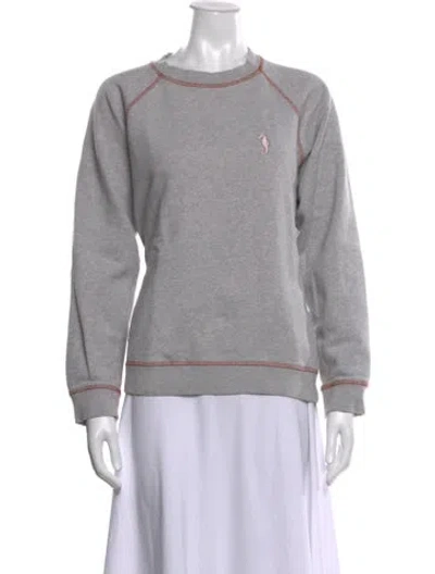 Pre-owned Ganni Crew Neck Long Sleeve Sweatshirt In Grey