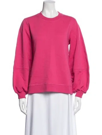 Pre-owned Ganni Crew Neck Long Sleeve Sweatshirt In Pink