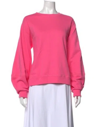 Pre-owned Ganni Crew Neck Long Sleeve Sweatshirt In Pink