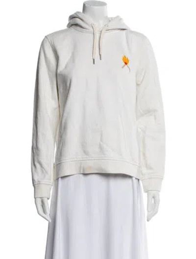 Pre-owned Ganni Crew Neck Long Sleeve Sweatshirt In White