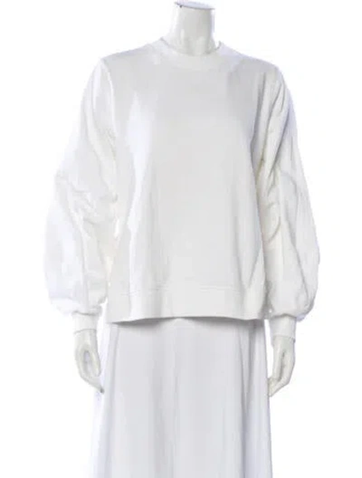 Pre-owned Ganni Crew Neck Long Sleeve Sweatshirt In White