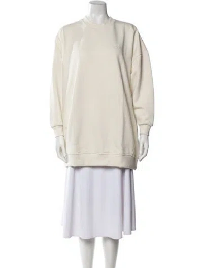 Pre-owned Ganni Crew Neck Long Sleeve Sweatshirt In White
