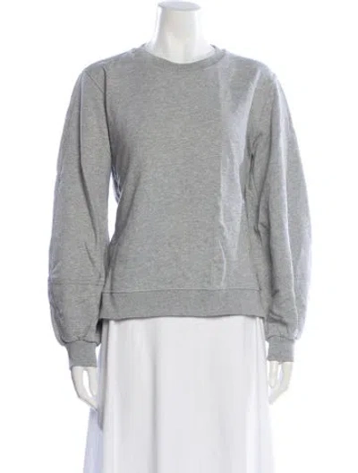 Pre-owned Ganni Crew Neck Long Sleeve Sweatshirt In White