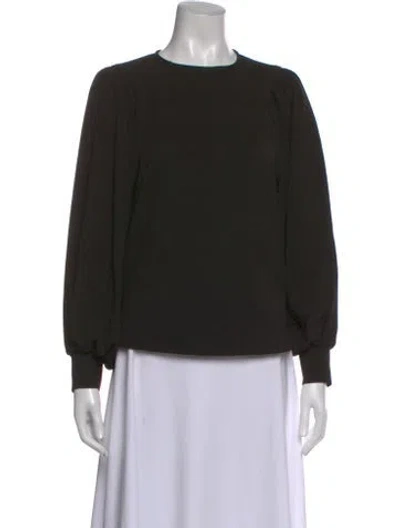 Pre-owned Ganni Crew Neck Long Sleeve Top In Black