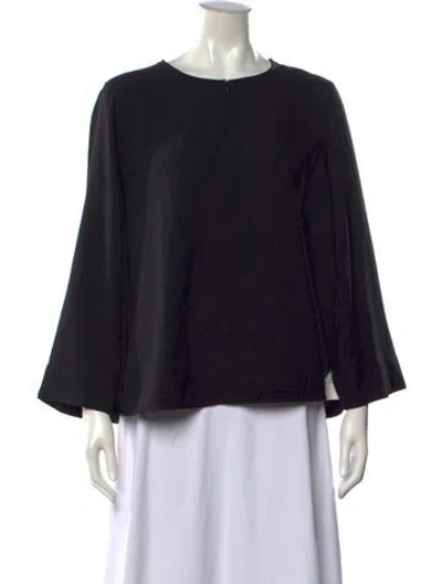 Pre-owned Ganni Crew Neck Long Sleeve Top In Black