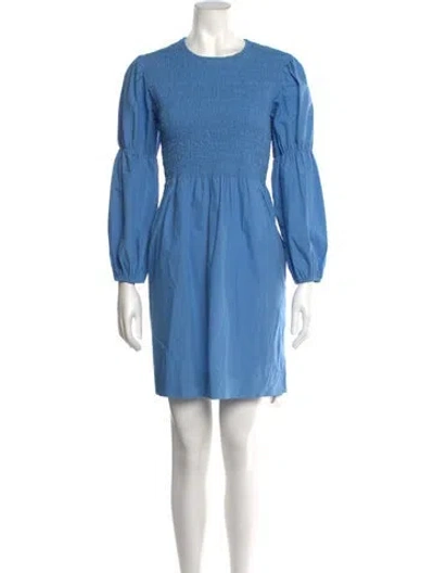 Pre-owned Ganni Crew Neck Long Sleeve Tunic In Blue