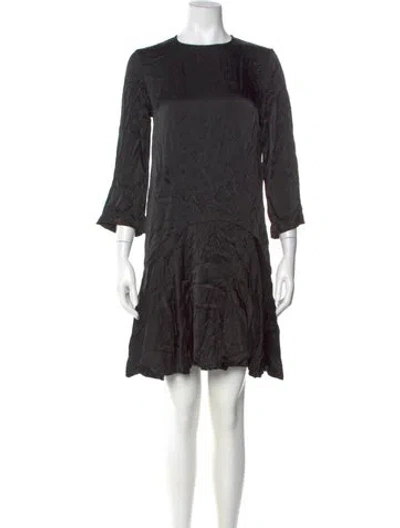 Pre-owned Ganni Crew Neck Mini Dress In Black