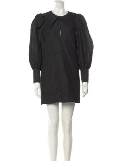 Pre-owned Ganni Crew Neck Mini Dress In Black
