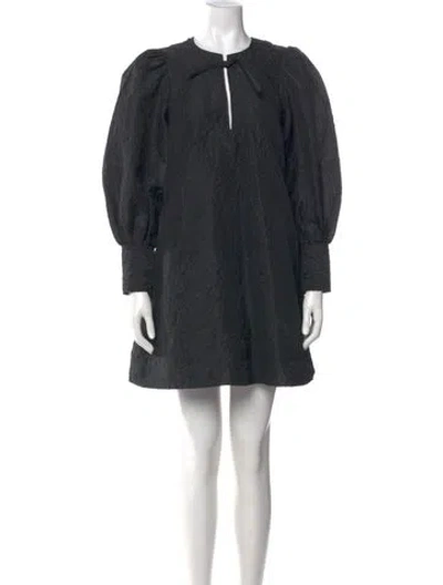 Pre-owned Ganni Crew Neck Mini Dress In Black
