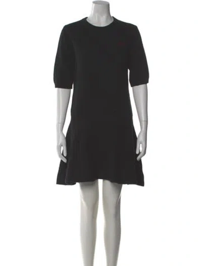 Pre-owned Ganni Crew Neck Mini Dress In Black