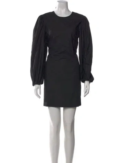 Pre-owned Ganni Crew Neck Mini Dress In Black