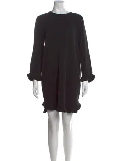 Pre-owned Ganni Crew Neck Mini Dress In Black