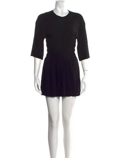 Pre-owned Ganni Crew Neck Mini Dress In Black
