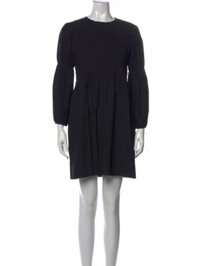 Pre-owned Ganni Crew Neck Mini Dress In Black