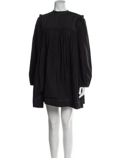 Pre-owned Ganni Crew Neck Mini Dress In Blue