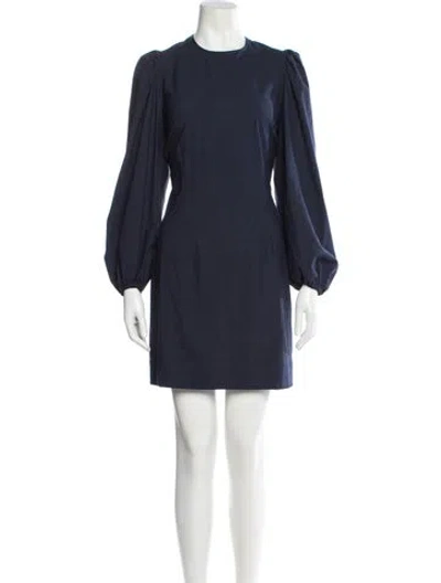 Pre-owned Ganni Crew Neck Mini Dress In Blue