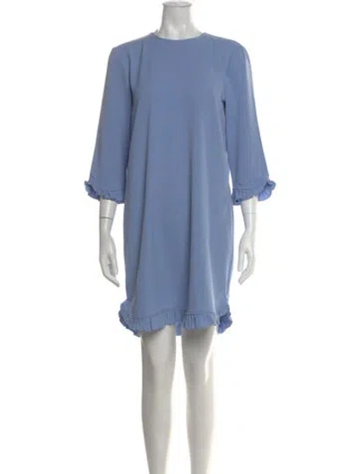 Pre-owned Ganni Crew Neck Mini Dress In Blue