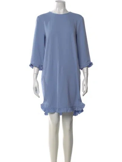Pre-owned Ganni Crew Neck Mini Dress In Blue