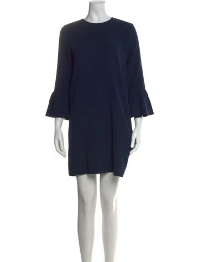 Pre-owned Ganni Crew Neck Mini Dress In Blue