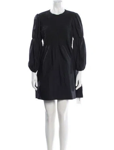 Pre-owned Ganni Crew Neck Mini Dress In Blue