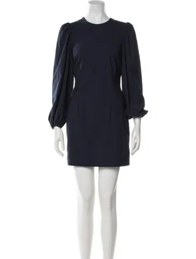 Pre-owned Ganni Crew Neck Mini Dress In Blue