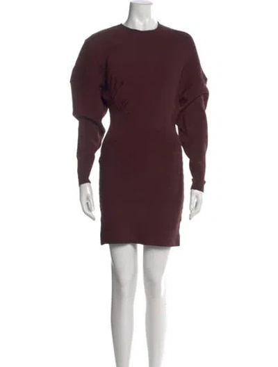 Pre-owned Ganni Crew Neck Mini Dress In Burgundy