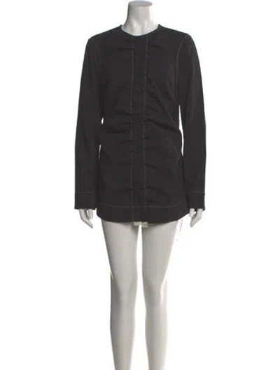 Pre-owned Ganni Crew Neck Mini Dress In Gray